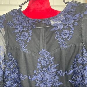 Motherhood Navy Floral Lace Long Sleeve Dress